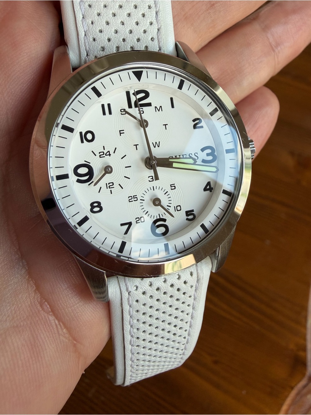 GUESS Women's White Dial Watch with Silver-Tone Case